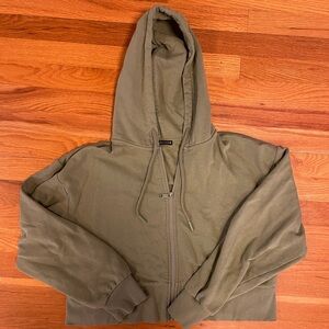 Zara Olive Green Cropped Zip Up